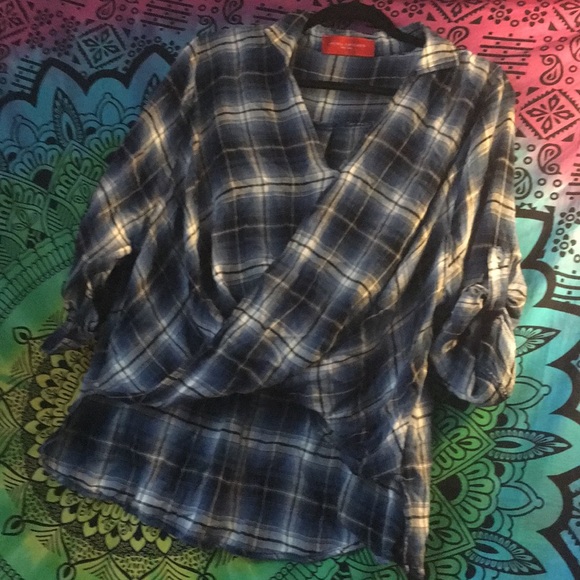 Akira Chicago blue flannel blouse - Picture 3 of 4